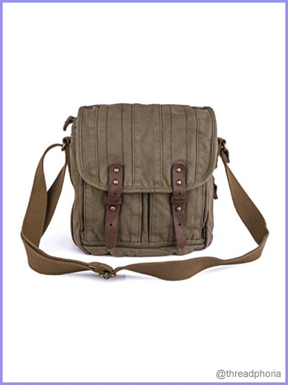 Canvas Crossbody Messenger Bag Fits iPad 9.7 inch Adjustable Strap